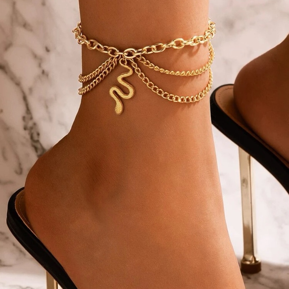 3/$30 NEW! Snake Anklet Multilayer Chain Boho Cute